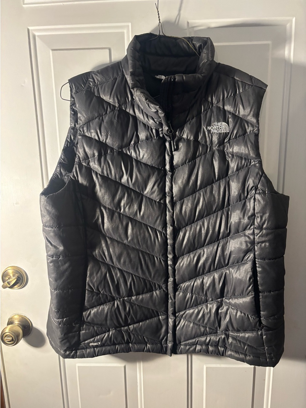 XXL The North Face 550 Down Vest Womens Black Chevron Quilted Puffer Gorpcore